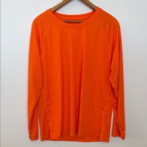 Bright Orange Long Sleeve Athletic Top | Lightweight Activewear | Plus Size 2XL